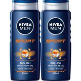 Nivea Men Sport Erkek Duş Jeli 500 ml x 2'li Paket – Ferahlatıcı ve Canlandırıcı Etkili Vücut Bakımı