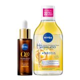 NIVEA Micellar Aydınlatıcı Makyaj Temizleme Suyu 400 ml + NIVEA Q10 Kırışıklık Karşıtı Çift Etkili Cilt Serumu 30 ml