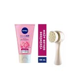 NIVEA Micellar Gül Suyu Içeren Makyaj Temizleme Jeli 150 Ml & Fluweel Yüz Temizleme Fırçası