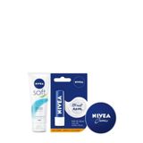 Nivea Nemlendirici E Vitaminli Tüm Cilt Tipleri için Vücut Kremi 75 ml & Nivea Krem 75 ml+ Nivea Dudak Kremi