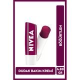 Nıvea Nıvea Böğürtlen Renkli Dudak Bakım Kremi 4.8Gr, Nemlendirici, Hafif Bordo Işıltı, Dudak Parlatıcısı