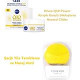 Nivea Nivea Q10 Kırışık Karşıtı Gündüz Bakım Kremi 50Ml + Şarjlı Yüz Temizleme Ve Masaj Aleti