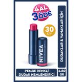 NIVEA Pembe Renkli Dudak Bakım Kremi, Nemlendirici, SPF30 Güneş Koruyucu, Dudak ve Yanak, Allık Etkisi
