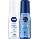 Nivea Pump Deodorant Aile Paketi,Pump Sprey Fresh Kadin Deodorant 75 Ml,Men Pump Sprey Fresh Erkek D