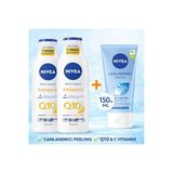 Nıvea Q10 7 Günde Sıkılaştırıcı Vücut Bakım Losyonu 250Ml X 2 Adet Canlandırıcı Yüz Peelingi 1 Adet Set