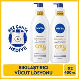 Nivea Q10 7 Günde Sıkılaştırıcı Vücut Bakım Losyonu 400ML, Nemlendirici, C Vitamini, Çanta Hediye, X2 Adet