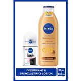 NIVEA Q10 Bronzlaştırıcı Vücut Losyonu 250ml ve Mini Roll-on Deodorant Black&White Invisible Clear 25ml