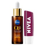 Nivea Q10 Kırışıklık Karşıtı Çift Etkili Cilt Serumu 30ml, Böğürtlen Işıltılı Dudak Bakım Kremi