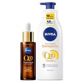 Nivea Q10 Kırışıklık Karşıtı Çift Etkili Cilt Serumu 30ml, Sıkılaştırıcı Nemlendirici Vücut Losyonu 400ml