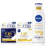 NIVEA Q10 Power Kırışıklık Karşıtı SPF 30 Gündüz Yüz Bakım Kremi 50 ml ve Q10 Kırışıklık Karşıtı Gece Bakım Kremi 50ml ve Sıkılaştırıcı Vücut Losyonu 250 ml