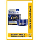 NIVEA Q10 Power Kırışıklık Karşıtı ve Yenileyici Gece Yüz Bakım Kremi 50ml, Nemlendirici, Hyaluronik Asit