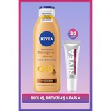 Nivea Q10 Sıkılaştırıcı Bronzluk Vücut Losyonu 250 Ml ve Berry Renkli Nemlendirici Dudak Parlatıcısı