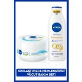 NIVEA Q10 Sıkılaştırıcı C Vitamini Vücut Bakım Losyonu 250ml ve Soft Nemlendirici Krem 300ml, Esnek Cilt