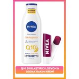 Nivea Q10 Sıkılaştırıcı C Vitamini Vücut Losyonu 250ML ve Nemlendirici Böğürtlen Dudak Bakım Kremi