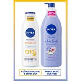Nivea Q10 Sıkılaştırıcı C Vitamini Vücut Losyonu 250ml ve Nemlendirici Kiraz Çiçeği Vücut Bakım Losyonu 400ml, 7 Günde Sıkı Cilt