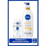 NIVEA Q10 Sıkılaştırıcı Nemlendirici Vücut Losyonu400ml ve Kadın Mini Roll-on Deodorant Fresh Natural 25ml