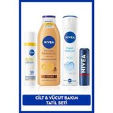 NIVEA Q10 SPF50 Gündüz Yüz Krem 40ml, Sıkılaştırıcı Bronzluk Losyon 250ml,Kırmızı Dudak Kremi ve Deodorant