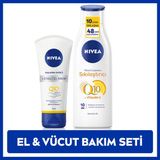 NIVEA Q10 ve C vitamini Sıkılaştırıcı Vücut Losyonu 250ml ve Yaşlanma Karşıtı El kremi 75ml - [d]