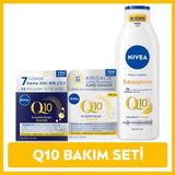 Nivea Q10 Yüz ve Vücut Bakım Seti, SPF30 Güneş Koruyucu Gündüz Yüz Kremi, Yenileyici Gece Kremi ve Sıkılaştırıcı Vücut Bakım Losyonu 250ml