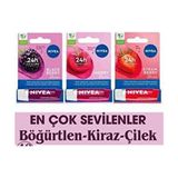 Nivea Renkli Dudak Bakım Kremi 4.8g x 3 Böğürtlen Kiraz Çilek Nemlendirici Etkili