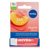 NIVEA Şeftali Dudak Bakım Kremi 4,8 gr, 24 Saat Nemlendirici, Doğal Yağlar, Gün Boyu Dudak Bakımı, Şeftali Kokusu, Hafif Şeftali Rengi