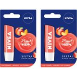 NIVEA Şeftali Dudak Bakım Kremi, 4,8 gr x 2 Adet