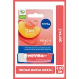 Nıvea Şeftali Dudak Bakım Kremi Ve Parlatıcısı 4.8Gr, Nemlendirici, Şeftali Aroması, Işıltılı Mercan Renk