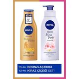 Nivea Sıkılaştırıcı Bronzlaştırıcı Q10 Vücut Losyonu 200ML & Kiraz Çiçeği ve Jojoba Yağı 400ML