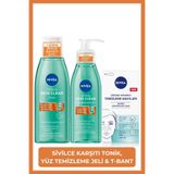 NIVEA Siyah Nokta ve Sivilce Karşıtı Yüz Bakım Seti, Yüz Temizleme Jeli 150ml, Tonik 200ml ve Burun Bandı