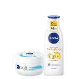 Nivea Soft 300 ml Nemlendirici Bakım Kremi + Q10 Sıkılaştırıcı 250 ml Vücut Losyonu