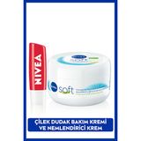 Nivea Soft Krem 300ml Ve Çilek Nemlendirici Dudak Bakım Kremi 4.8gr, Hafif Kırmızı Işıltı, Doğal Yağ
