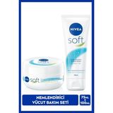 Nivea Soft Nemlendirici Bakım Kremi 100ml ve Soft Krem 75ml, El Yüz Vücut, E Vitamini, Yumuşak Cilt,Jojoba