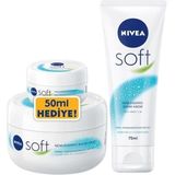 Nivea Soft Nemlendirici Bakım Kremi 300 ml + 50 ml + 75 ml Tüp Krem