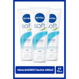 Nivea Soft Nemlendirici Bakım Kremi 75ml, Jojoba Yağı, E Vitamini, Yüz Vücut El, Yumuşak Cilt, X3 Adet