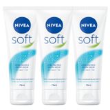 NIVEA Soft Nemlendirici Bakım Kremi 75ml, Jojoba Yağı, E Vitamini, Yüz Vücut El, Yumuşak Cilt, X3 Adet,Avantajlı Set