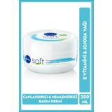 Nivea Soft Nemlendirici Vücut Bakım Kremi 200ml, Jojoba Yağı, E Vitamini, Yüz Vücut El, Yumuşak Cilt Hissi