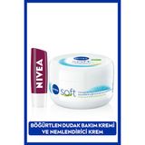 Nivea Soft Nemlendirici Vücut Kremi 300ml Ve Böğürtlen Dudak Bakım Kremi 4.8gr, Bordo Işıltı, Doğal