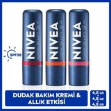NIVEA SPF30 Nemlendirici Dudak Bakım Kremi 4.8gr, Mercan, Rose, Kırmızı Renkli, Dudak Yanak, Allık Etkisi