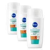 NIVEA SPF50 Derma Skin Clear Sivilce Karşıtı Gündüz Yüz Kremi 40 ml,Matlaştırıcı,Makyaj Bazı,Karnitin,Gliserin,Niasinamid,Hafif Formül (3 paketi)