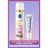 Nivea SPF50 Güneş Koruyucu LUMINOUS630 Leke Karşıtı Yüz Kremi ve Glowy Lips Nemlendirici Dudak Parlatıcısı