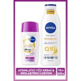 NIVEA SPF50+ Luminous630 Skin Glow Aydınlatıcı Yüz Kremi 40ml ve Q10 Sıkılaştırıcı Vücut Losyonu 250ml Set