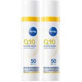 NIVEA SPF50 Q10 Kırışıklık Karşıtı Gündüz Yüz Bakım Kremi 40ml,Nemlendirici,Makyaj Bazı,Tüm Cilt Tonları (2 paketi)