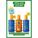 Nivea Sun Güneş Koruyucu Aile Kişisel Bakım Seti, SPF 50+ Çocuk Güneş Kremi 200 ml, Bronzlaştırıcı Güneş Kremi