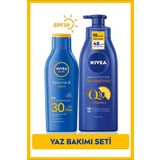 Nivea SUN Güneş Koruyucu Nemlendirici Losyon SPF30 200ml, Q10 Sıkılaştırıcı Vücut Sütü 400ml, C Vitamini