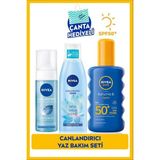 NIVEA SUN Güneş Koruyucu Vücut Spreyi 200ml SPF50, Yüz Temizleme Köpüğü 150ml, Tonik 200ml, Çanta Hediye