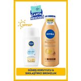 NIVEA SUN Hafif Dokulu Yüz Kremi 40ml SPF50 ve Q10 Sıkılaştırıcı Bronzluk Vücut Losyonu 200ml,Çanta Hediye