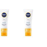 NIVEA Sun SPF 50 Hassas Yatıştıran Nemlendirici Güneş Yüz Kremi 50 ml, Çok Yüksek Güneş Koruyucu,Güneş Alerjisine Karşı Koruma,Yağsız Cilt Hissi (2 paketi)
