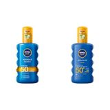 NIVEA Sun SPF 50 Koruma & Ferahlık Transparan Güneş Spreyi (200ml) ve NIVEA Sun SPF 50+ Koruma & Nem Güneş Spreyi, Suya Dayanıklı Nemlendirici Güneş Kremi (200 ml)