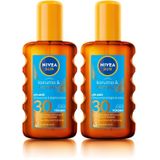 NIVEA Sun SPF30 Koruma & Bronzluk Güneş Yağı Spreyi (200 ml), Doğal Pro-Melanin Özleri ile Doğal Bronzluk, Yüksek Güneş Koruması, Bronzlaştırıcı ve Güneş Koruyucu Güneş Kremi (2 paketi)