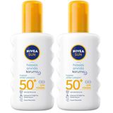 NIVEA SUN SPF50 Anında Güneş Koruyucu Sprey 200ml, Hassas Ciltler İçin Yatıştırıcı, UVA UVB Koruması (2 paketi)